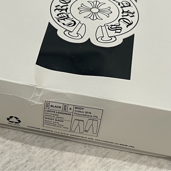 NWT Chrome Hearts Black Horseshoe Logo Leggings S + Packaging - Picture 3 of 7